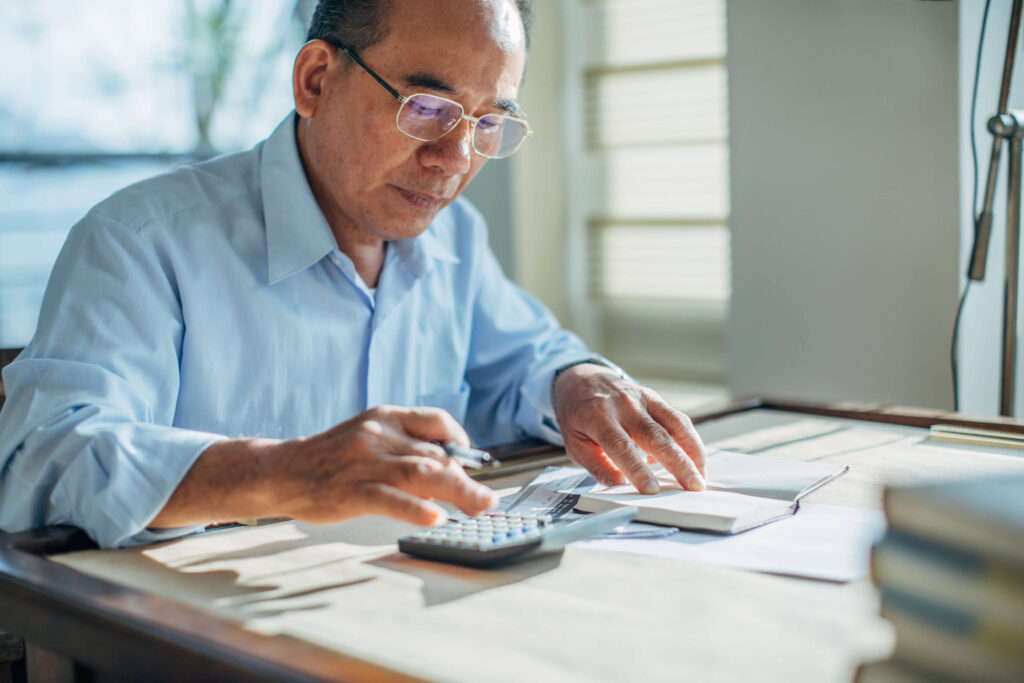 Man calculating finances